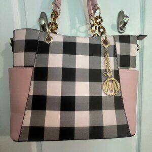 MFK Collection by Mia K. Pink & Black Bonita Tote Bag with Wallet NEW